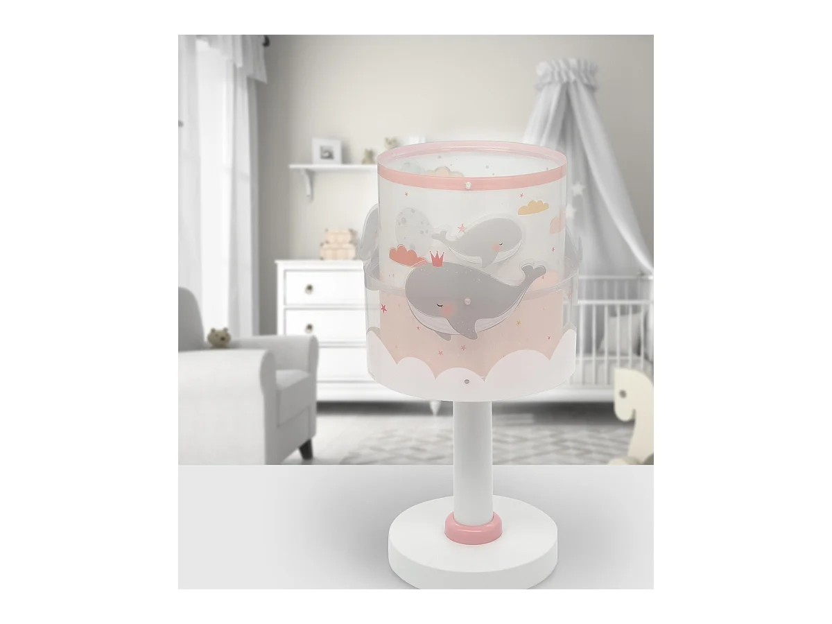 Lampada da tavolo per bambini Whale Dreams Balena rosa | DALBER