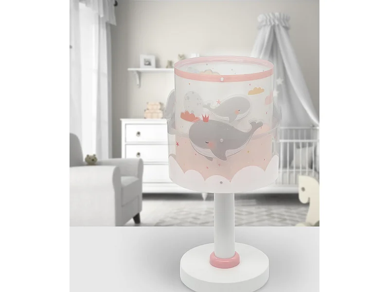 Lampada da tavolo per bambini Whale Dreams Balena rosa | DALBER