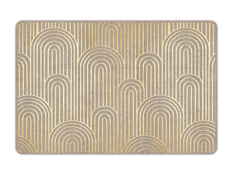 Set de 4 individuales de vinilo Natural arcos dorados  4u-30x45 cm