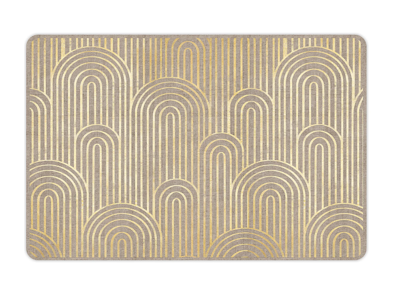 Set de 4 individuales de vinilo Natural arcos dorados  4u-30x45 cm