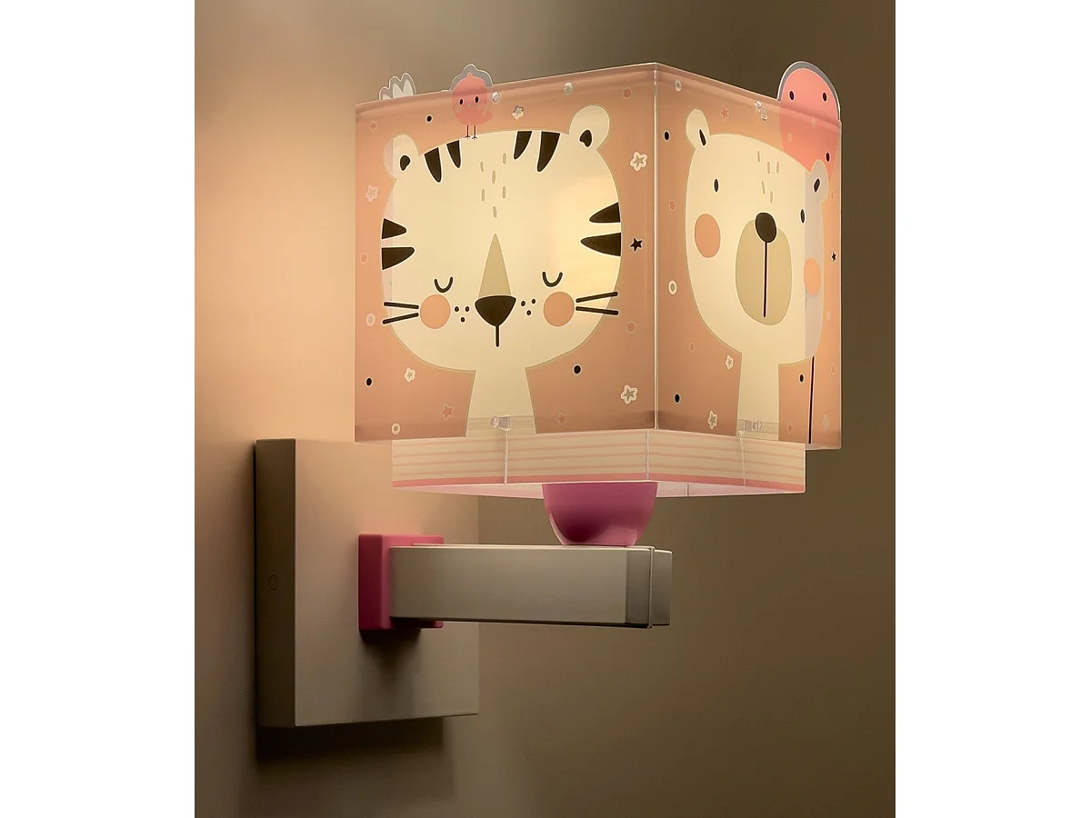 Lámpara aplique de pared infantil Baby Jungle animales rosa | DALBER