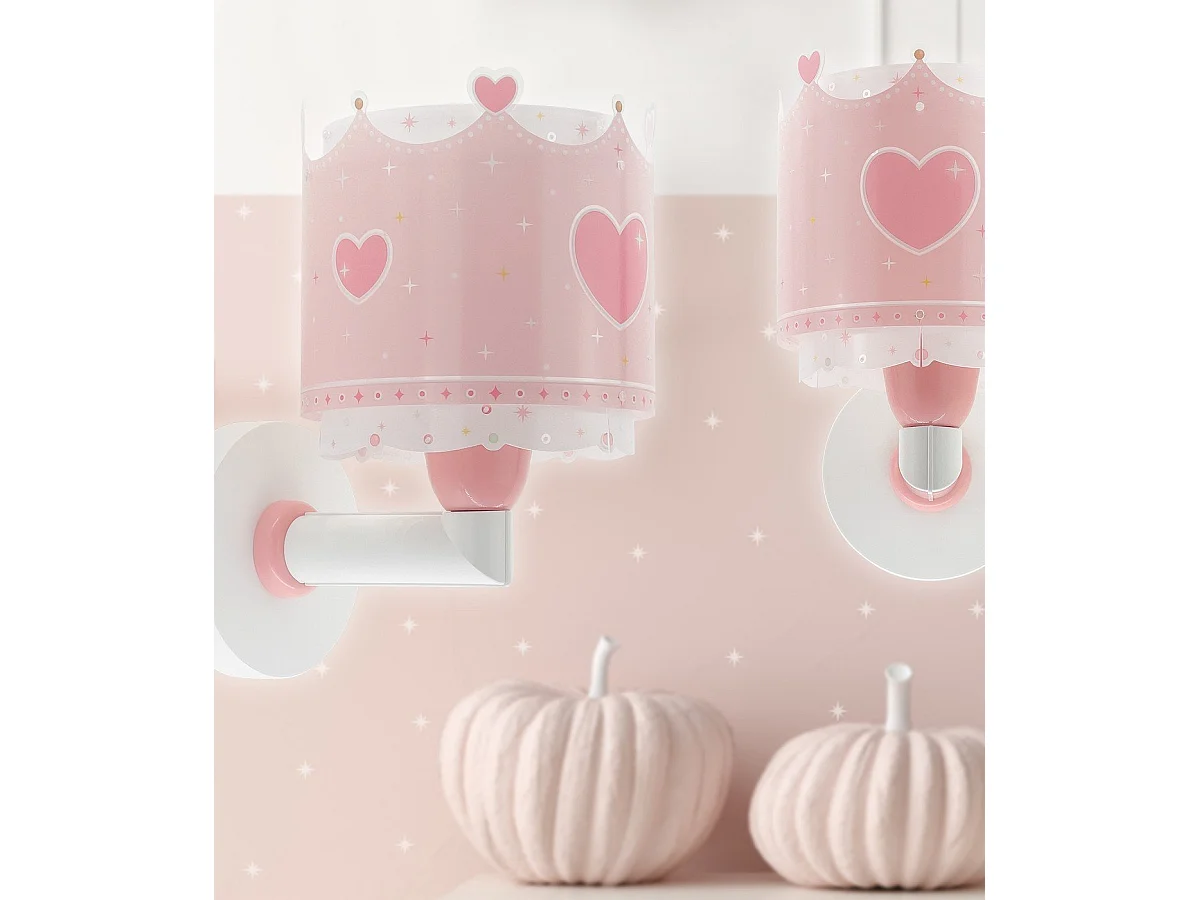 lampada da parete per bambini Little Queen corona cuori rosa | DALBER