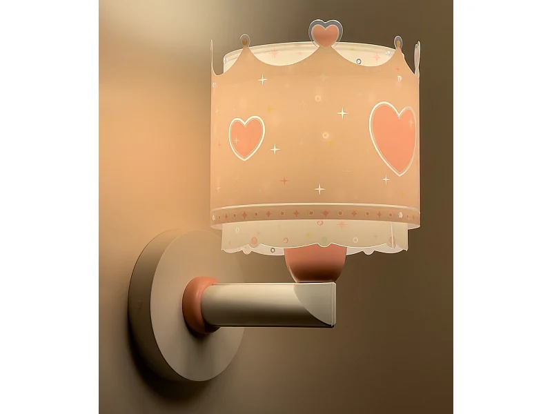 lampada da parete per bambini Little Queen corona cuori rosa | DALBER