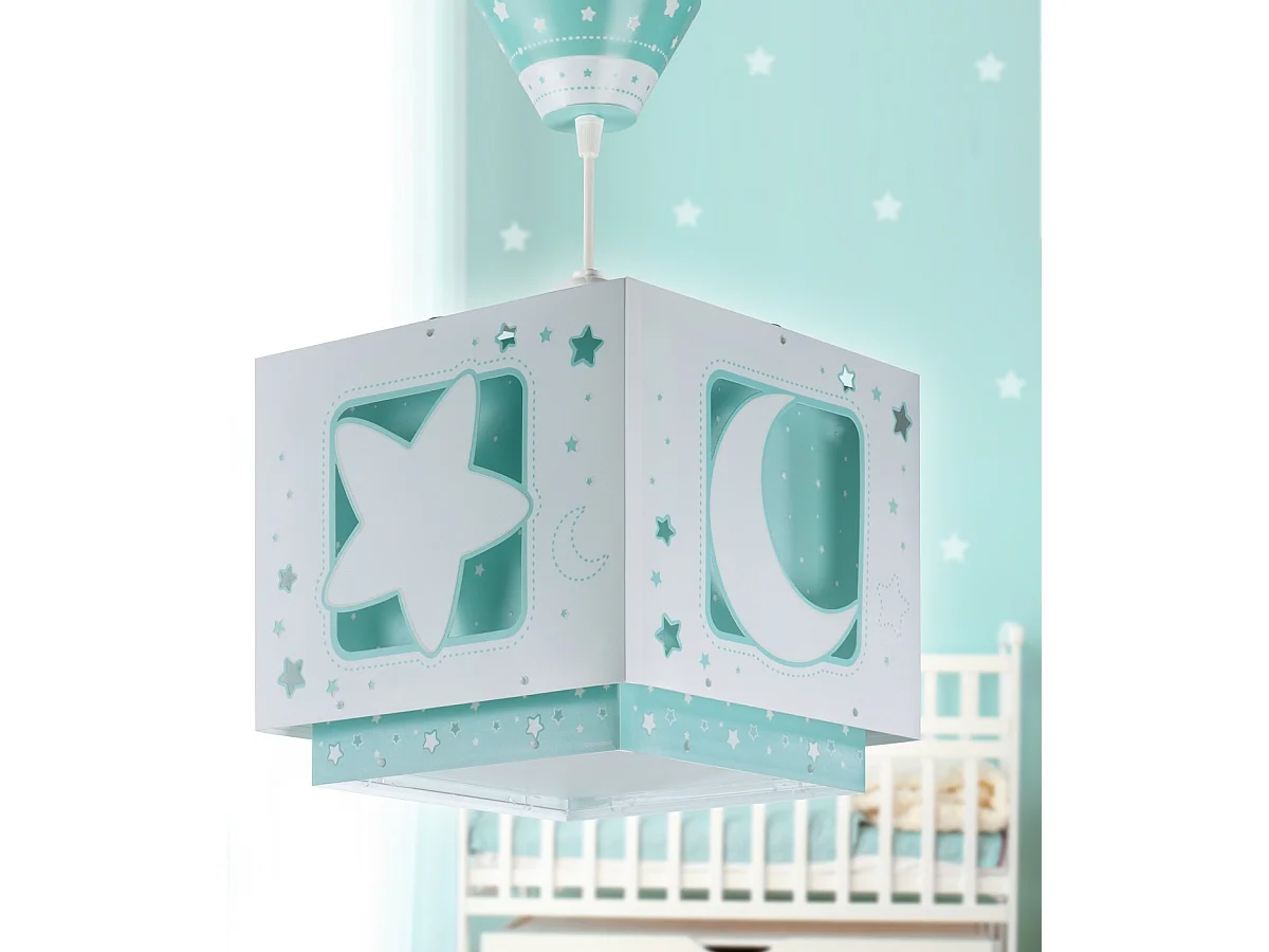 Lampadario per camerette bambini Moonlight Luna Stelle verde | DALBER