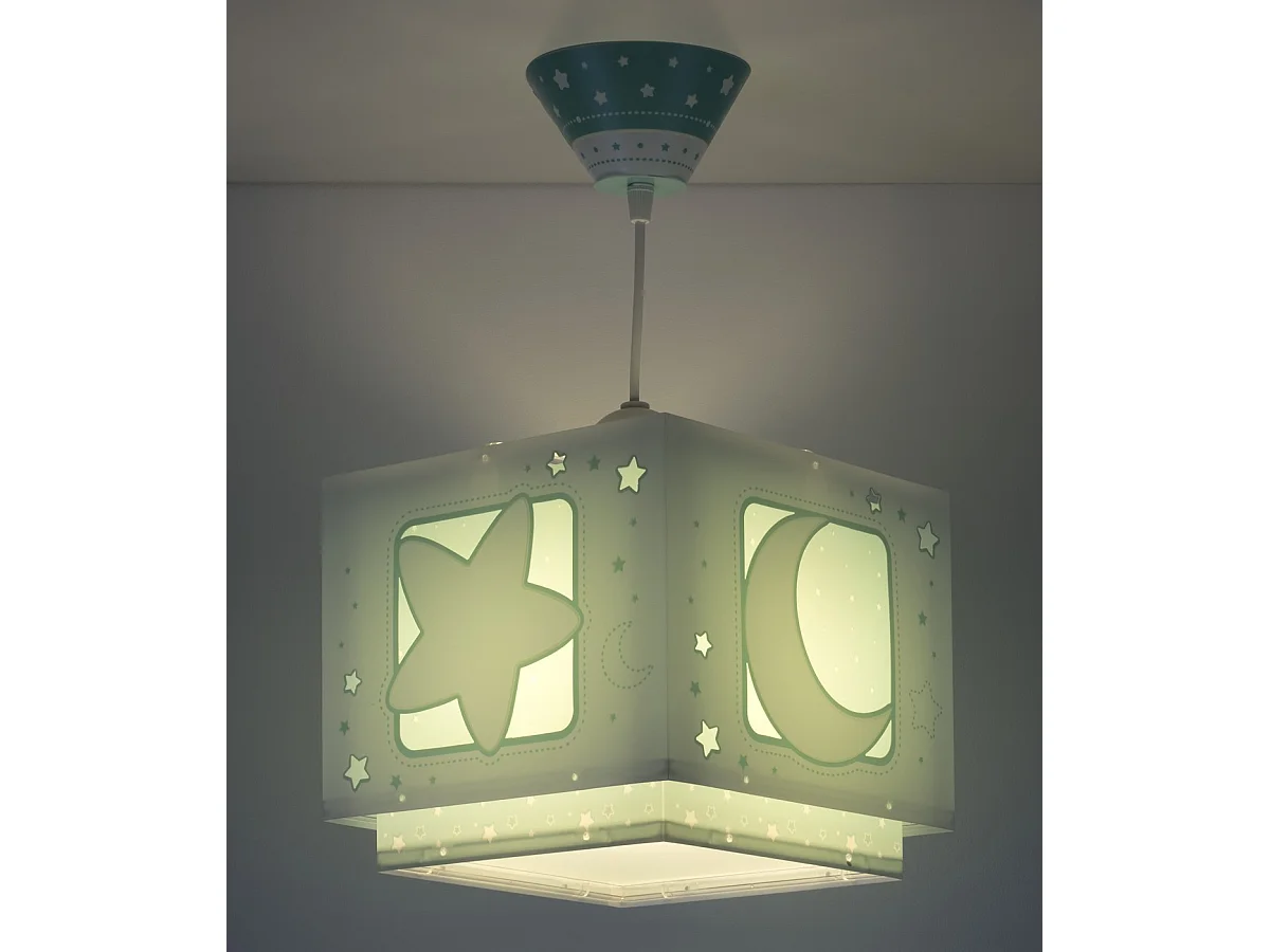 Lampadario per camerette bambini Moonlight Luna Stelle verde | DALBER