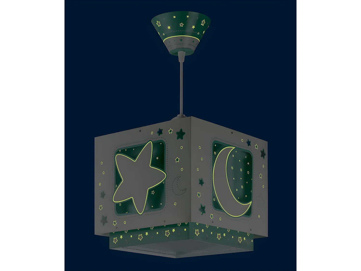 Lampadario per camerette bambini Moonlight Luna Stelle verde | DALBER