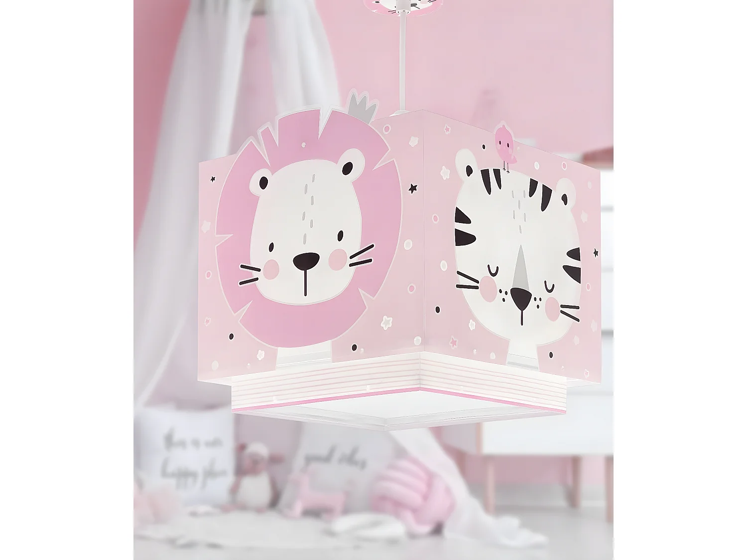 Lustre et lampe suspension enfant Baby Jungle animaux de la jungle rose