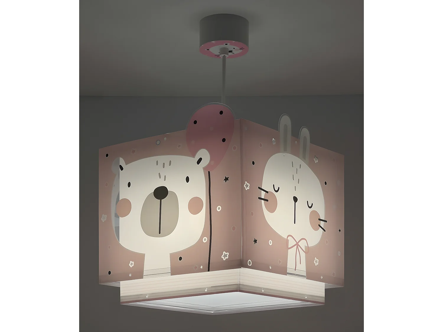 Lustre et lampe suspension enfant Baby Jungle animaux de la jungle rose
