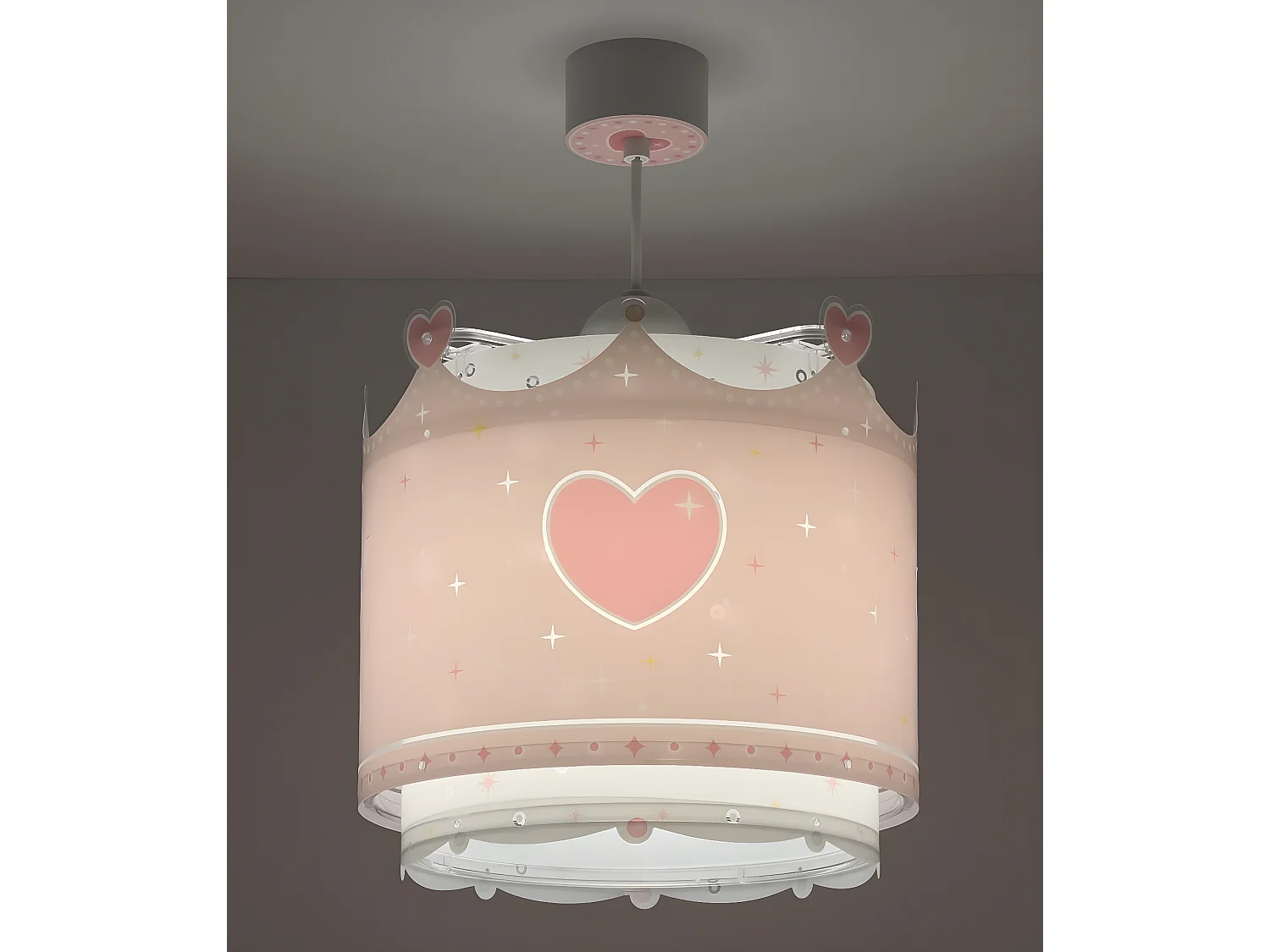 Lampada da soffitto per bambini Little Queen corona cuori rosa | DALBER