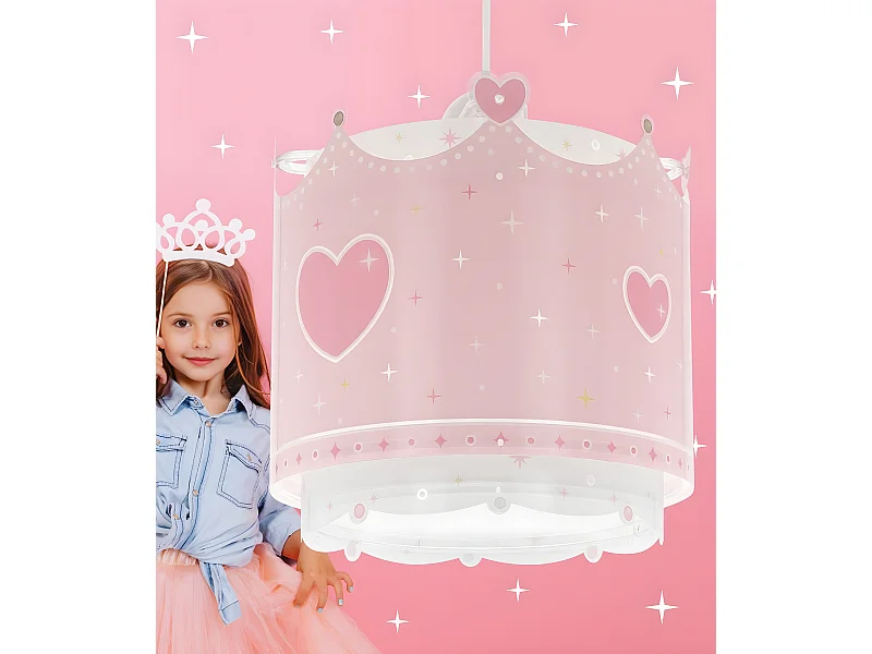 Lampada da soffitto per bambini Little Queen corona cuori rosa | DALBER