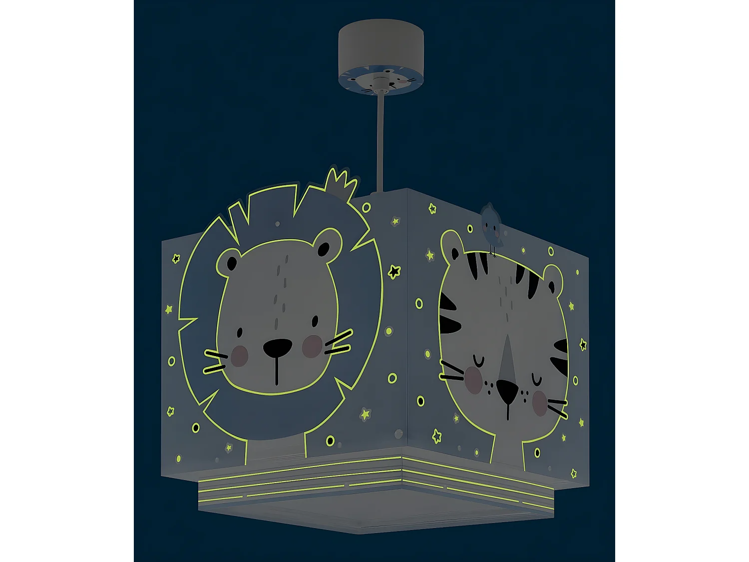 Lustre et lampe suspension enfant Baby Jungle animaux de la jungle bleu