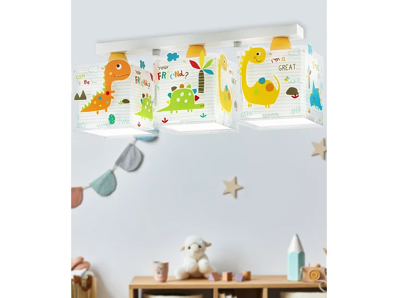 Plafonnier pour enfants à 3 lampes Dinos Dinosaures