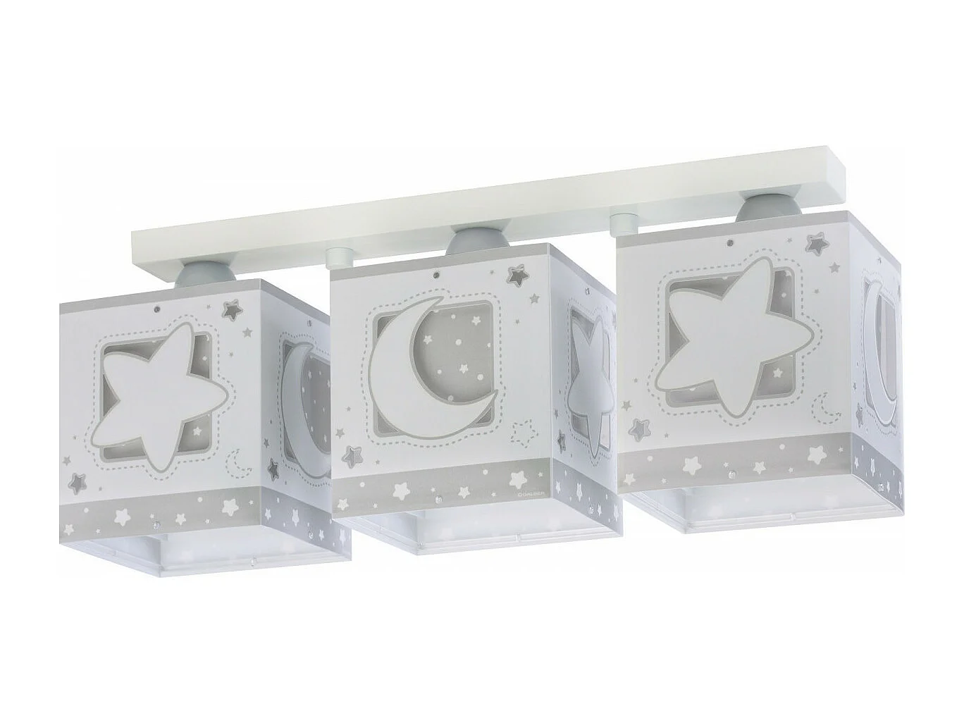 Plafón infantil 3 luces Moonlight Luna y Estrellas gris | DALBER