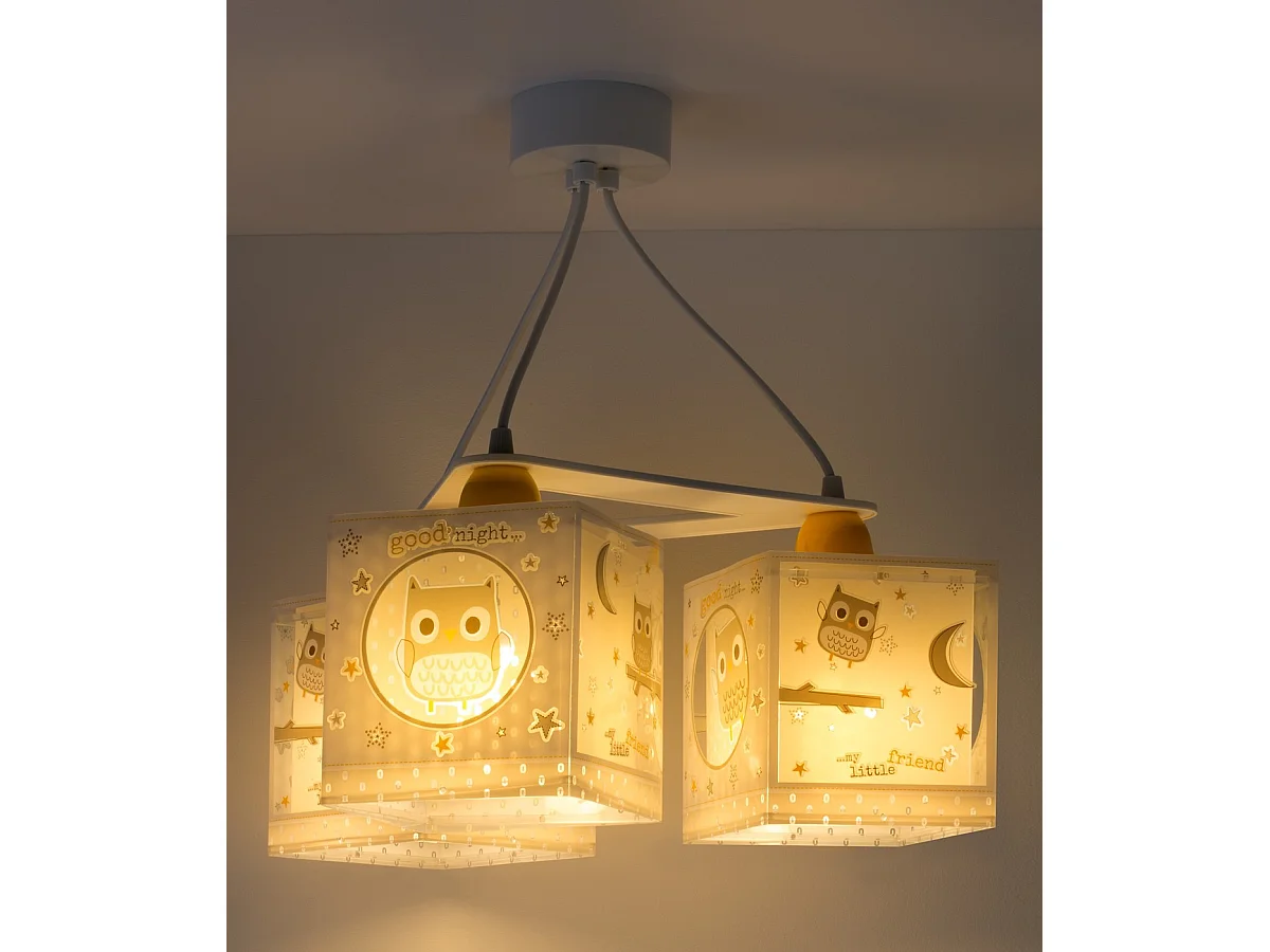 Lampadario 3 luci per camerette bambini Good Night Gufi| DALBER