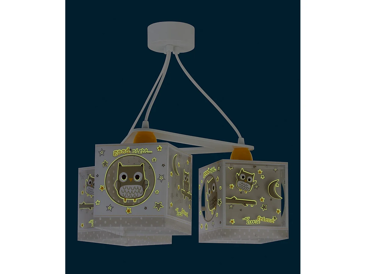 Lampadario 3 luci per camerette bambini Good Night Gufi| DALBER