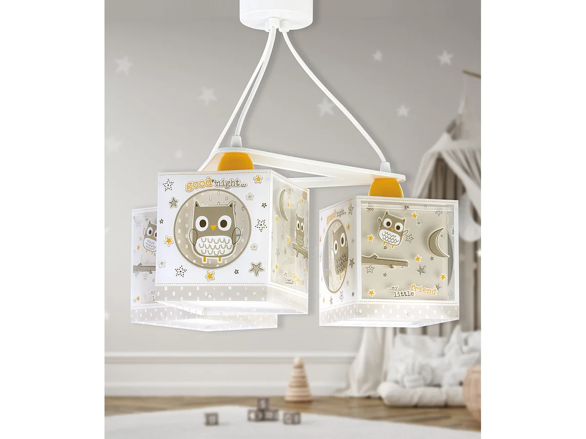 Lampadario 3 luci per camerette bambini Good Night Gufi| DALBER