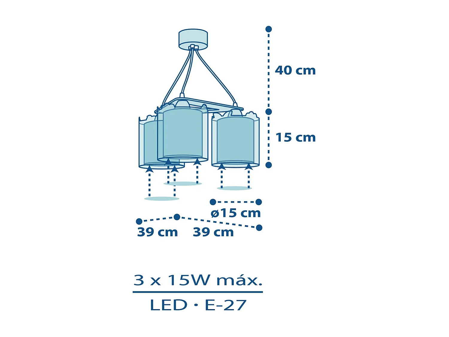 Lámpara infantil de techo 3 luces My Little Jungle animales selva | DALBER