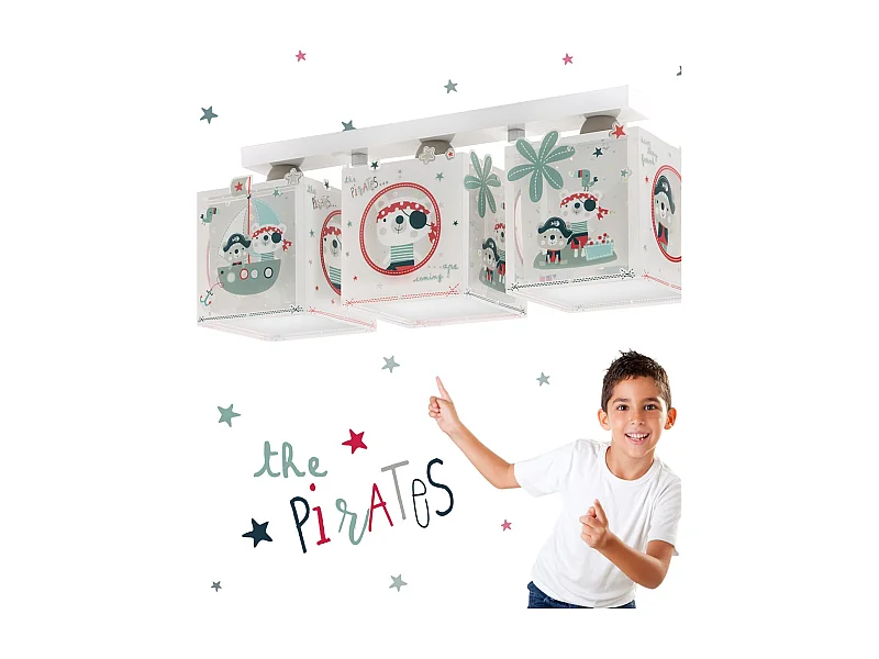 Plafón infantil de 3 luces The Pirates Piratas | DALBER