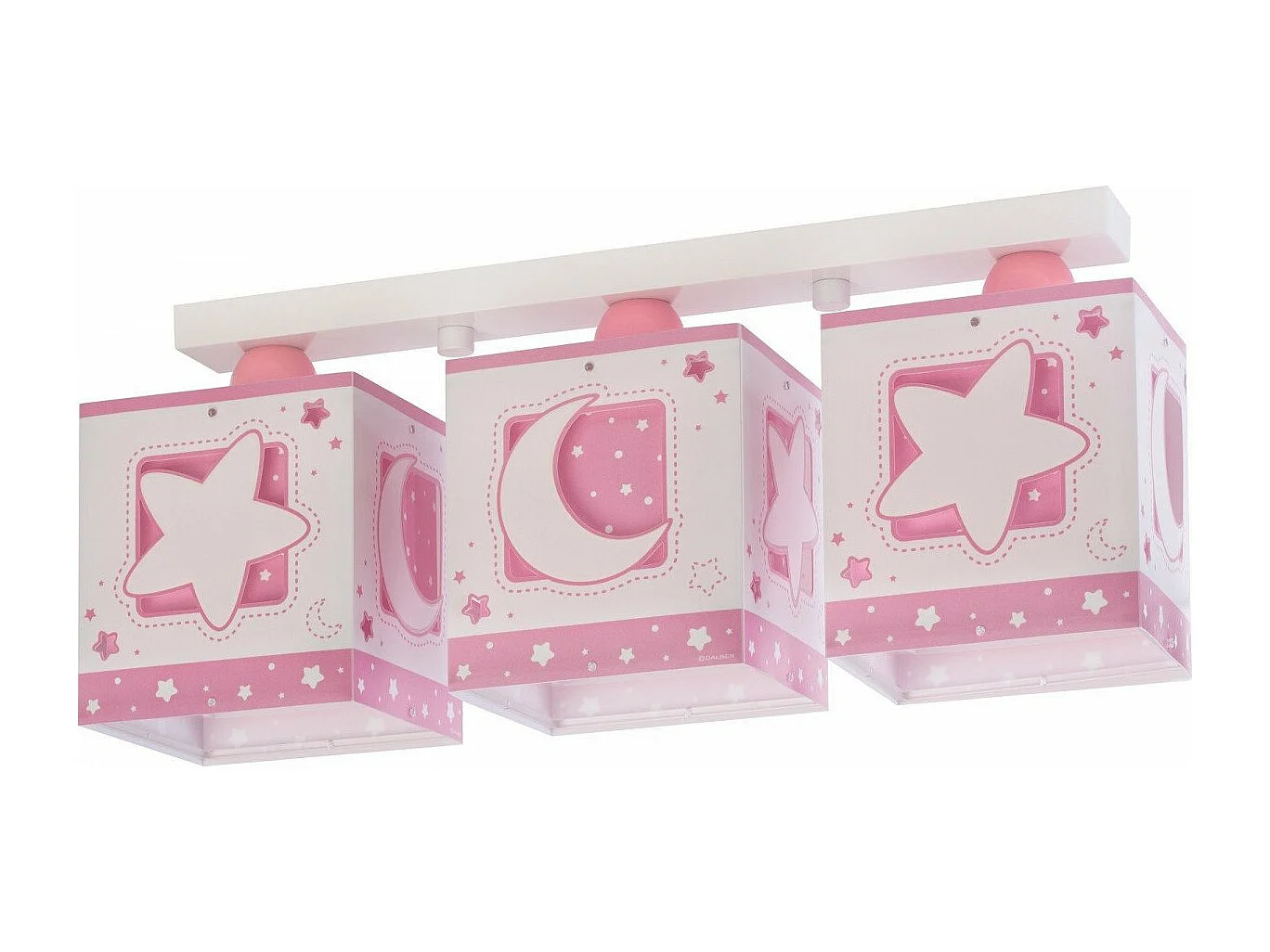Plafoniere per bambini a 3 luci Moonlight Luna Stelle rosa | DALBER