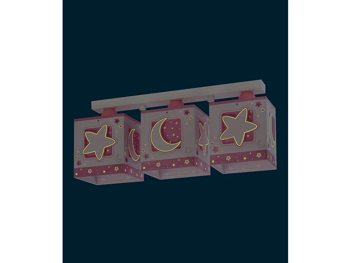 Plafoniere per bambini a 3 luci Moonlight Luna Stelle rosa | DALBER