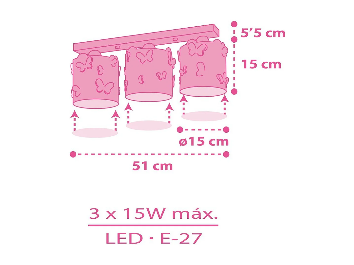 Plafonnier à 3 lampes Butterfly Papillon