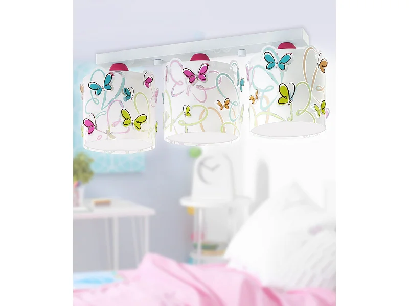 Plafón de techo 3 luces Butterfly Mariposas Multicolor | DALBER