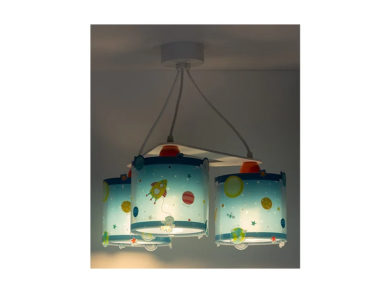 Lampade a sospensione per bambini a 3 luci Planets pianeti blu | DALBER