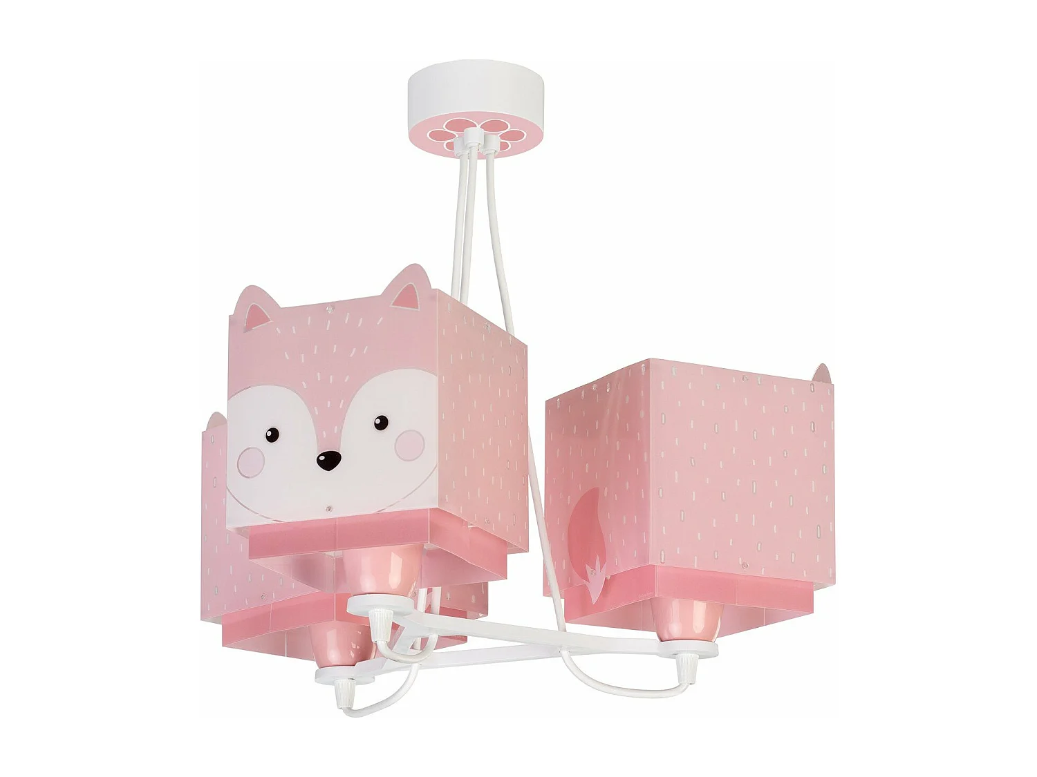 Lámpara infantil de techo 3 luces Little Fox Zorro Rosa | DALBER