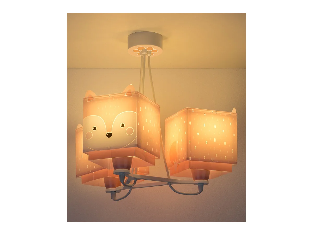 Lámpara infantil de techo 3 luces Little Fox Zorro Rosa | DALBER