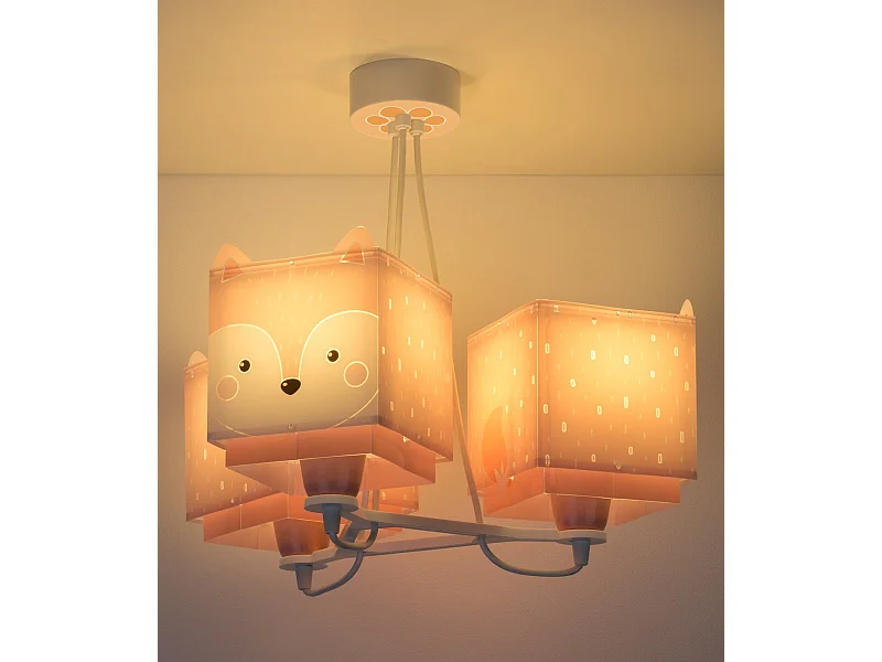 Lámpara infantil de techo 3 luces Little Fox Zorro Rosa | DALBER