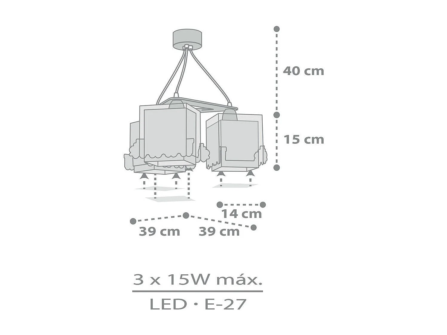 Lámpara infantil de techo 3 luces The Night Train Tren | DALBER