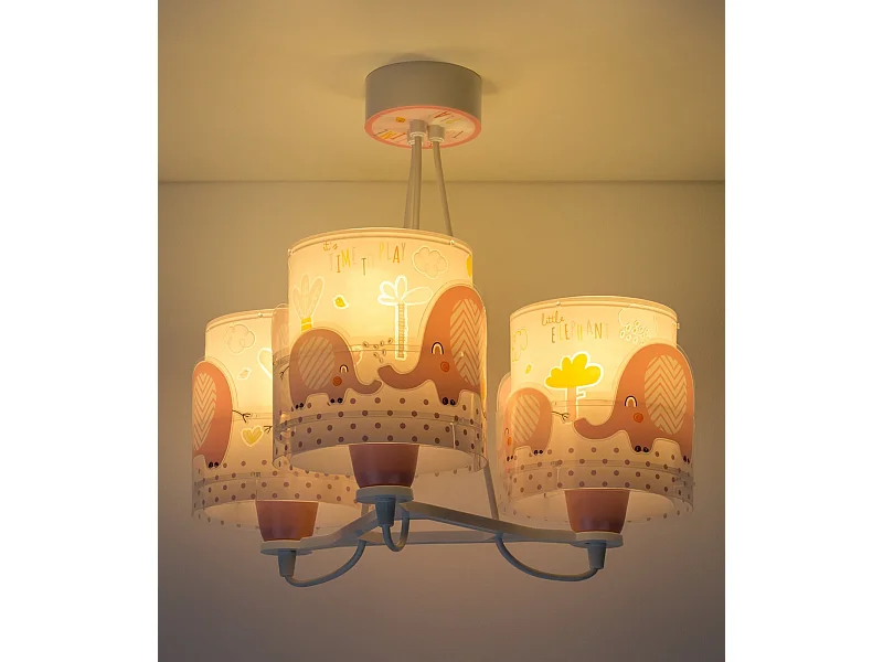 Lampade a sospensione per bambini a 3 luci Little Elephant elefante rosa| DALBER