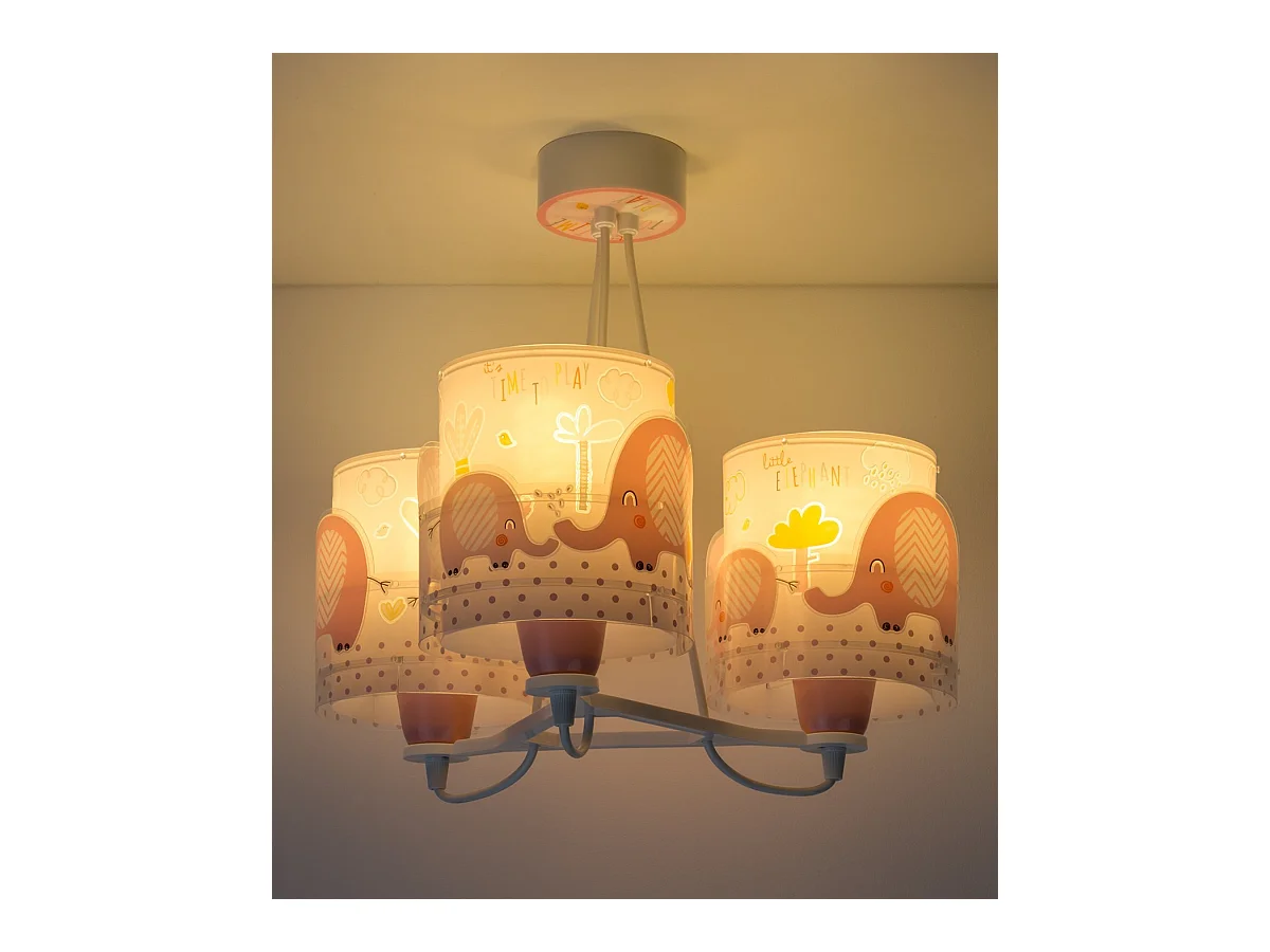Lampade a sospensione per bambini a 3 luci Little Elephant elefante rosa| DALBER