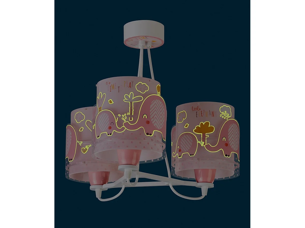 Lampade a sospensione per bambini a 3 luci Little Elephant elefante rosa| DALBER