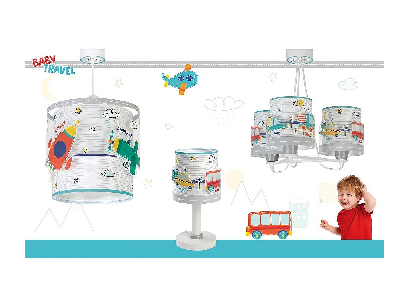 Lampade a sospensione per bambini 3 luci Baby Travel | DALBER