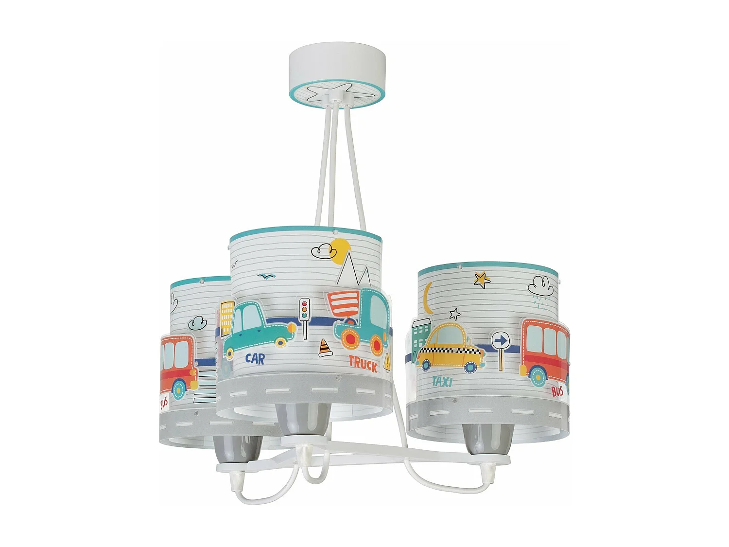 Lámpara de techo infantil 3 luces Baby Travel Coches y Aviones | DALBER