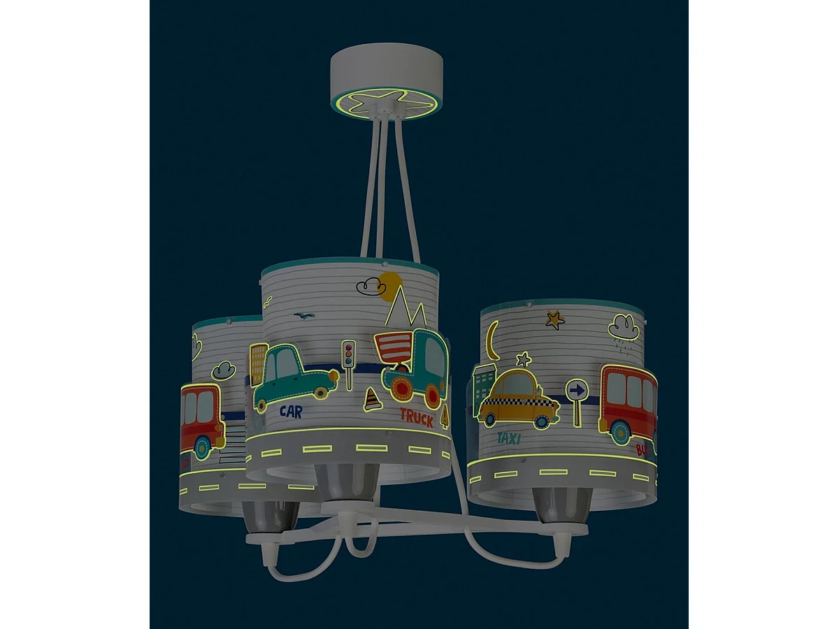 Lámpara de techo infantil 3 luces Baby Travel Coches y Aviones | DALBER