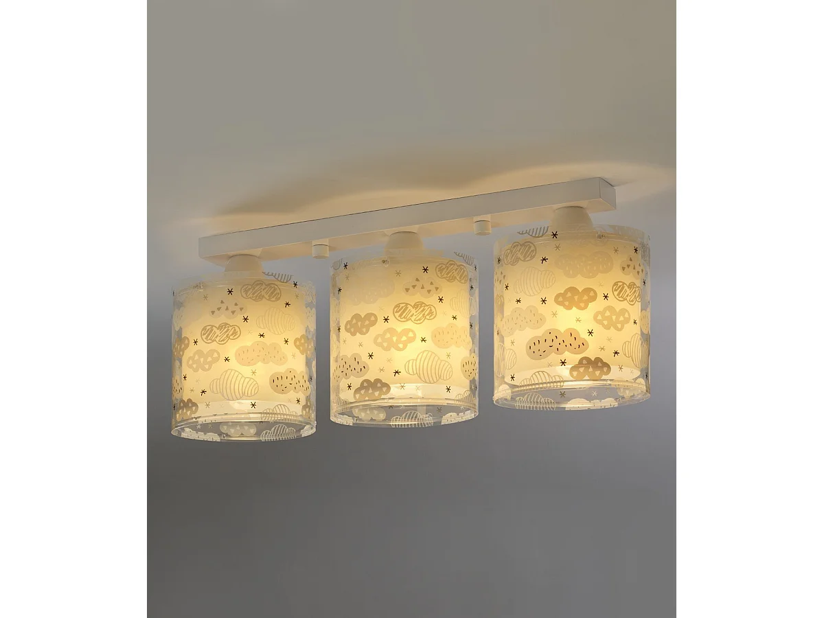 Plafoniere per bambini a 3 luci Clouds nuvole grigie | DALBER