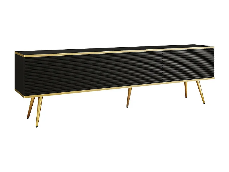 Mueble TV Lima 128, Negro|Dorado, 175x53x32cm