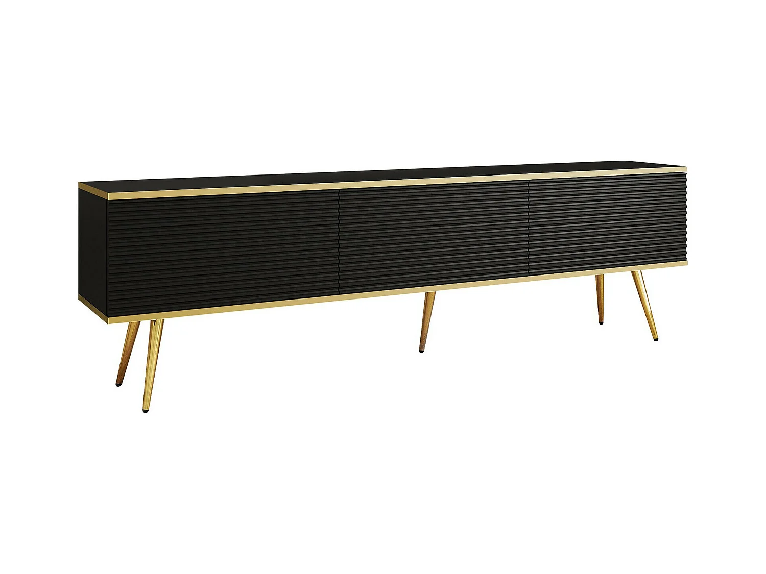Meuble TV Felduno 103, Noir|Doré, 175x53x32cm