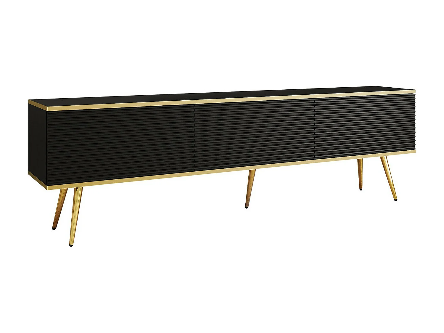 Mueble TV Lima 128, Negro|Dorado, 175x53x32cm