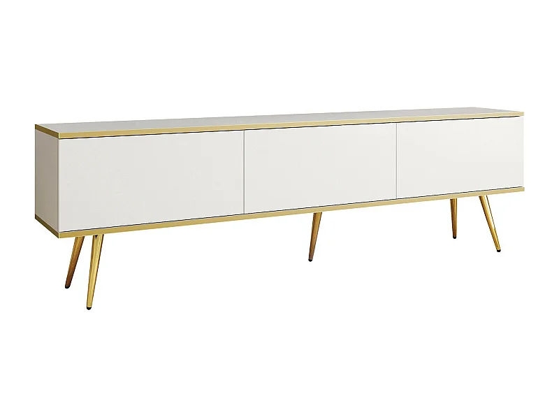 Mueble TV Lima 127, Blanco|Dorado, 175x53x32cm