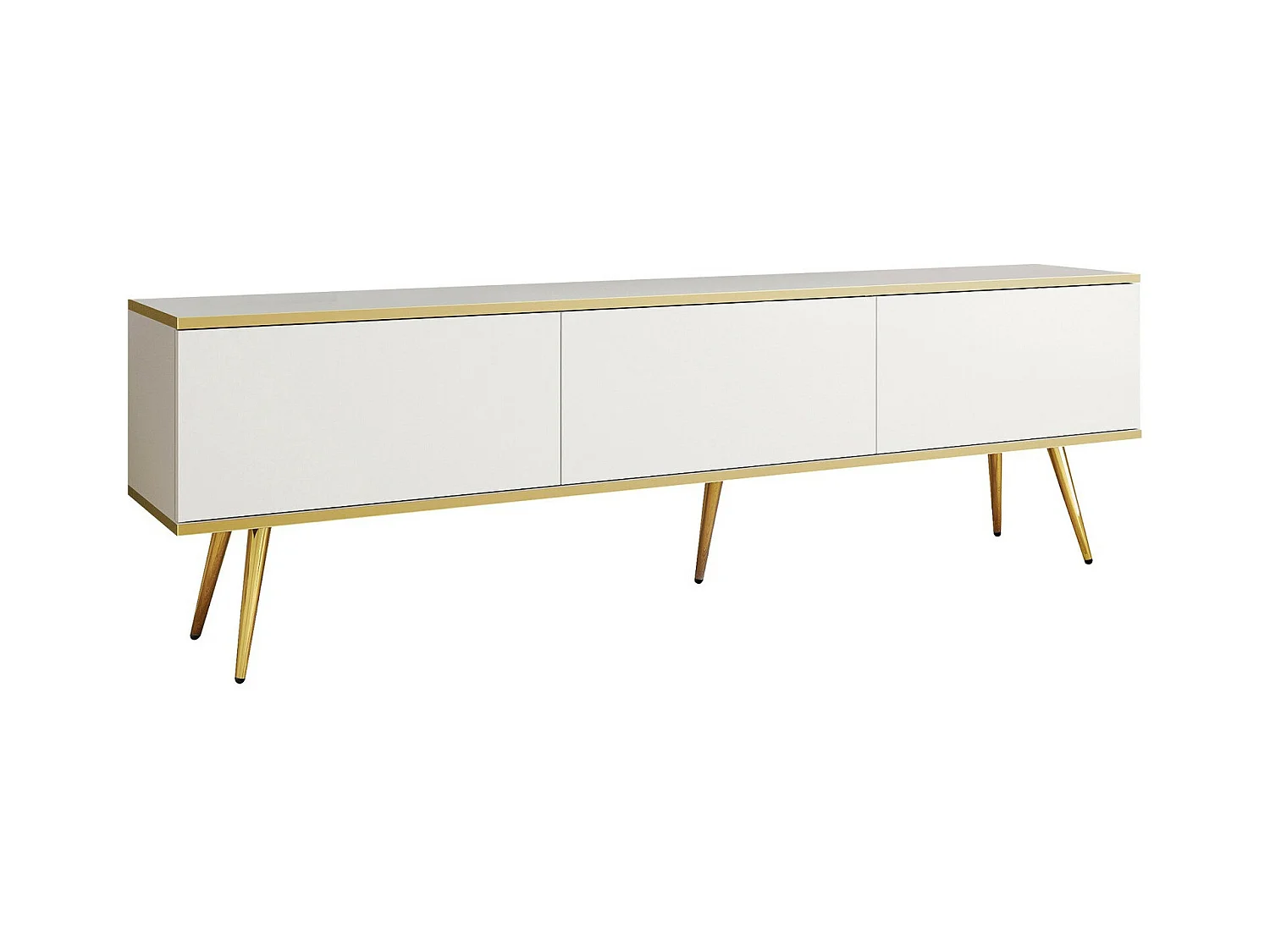 Meuble TV Felduno 102, Blanc|Doré, 175x53x32cm