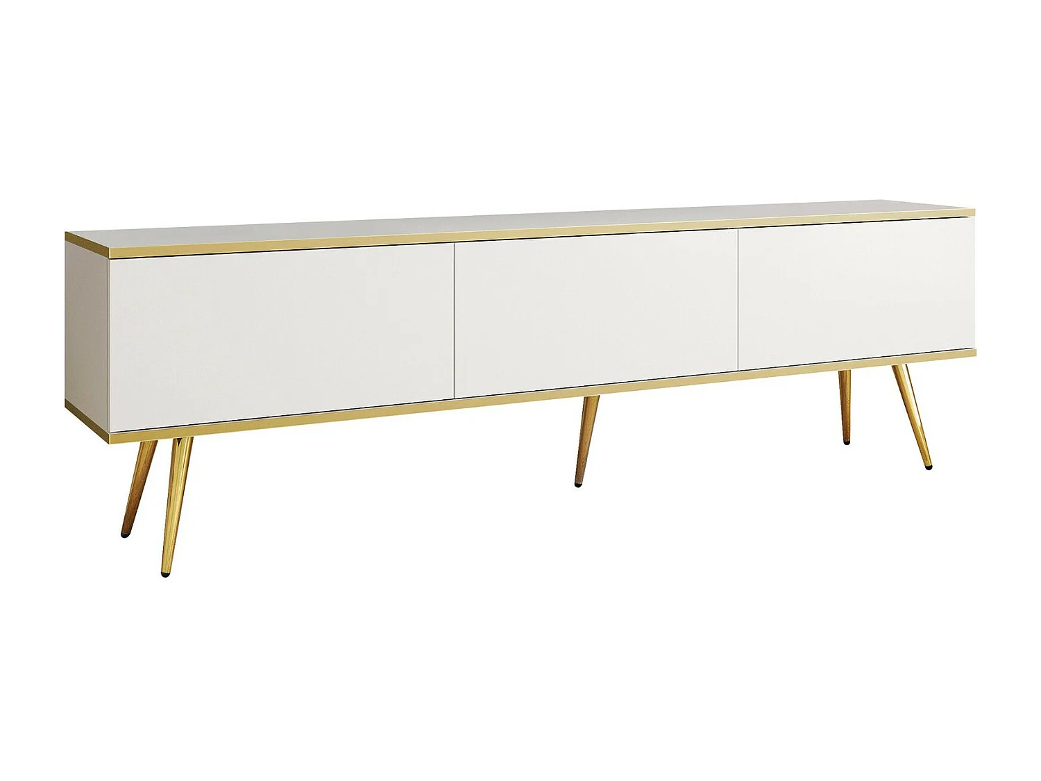 Mueble TV Lima 127, Blanco|Dorado, 175x53x32cm