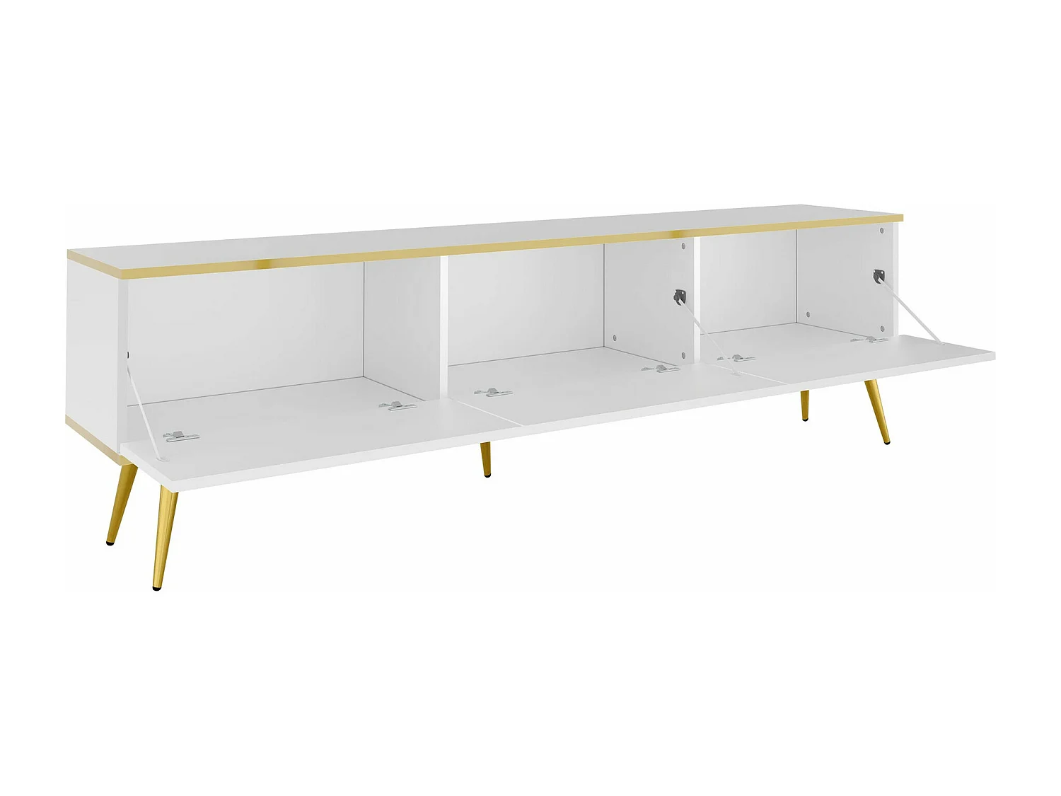 Mueble TV Lima 128, Blanco|Dorado, 175x53x32cm