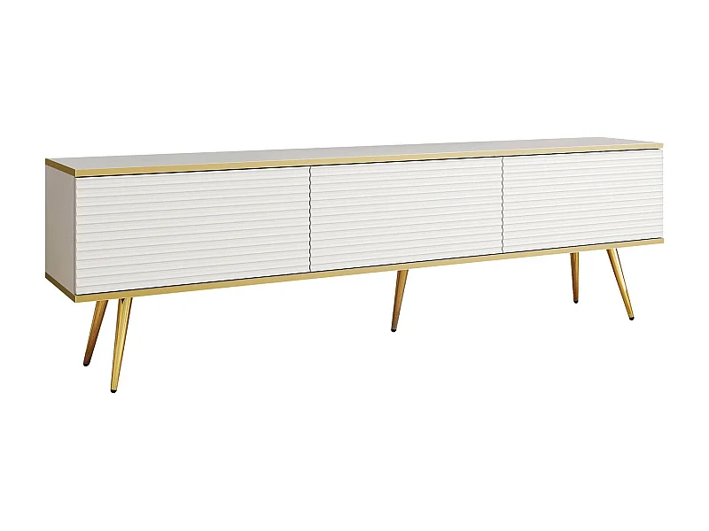 Meuble TV Felduno 103, Blanc|Doré, 175x53x32cm