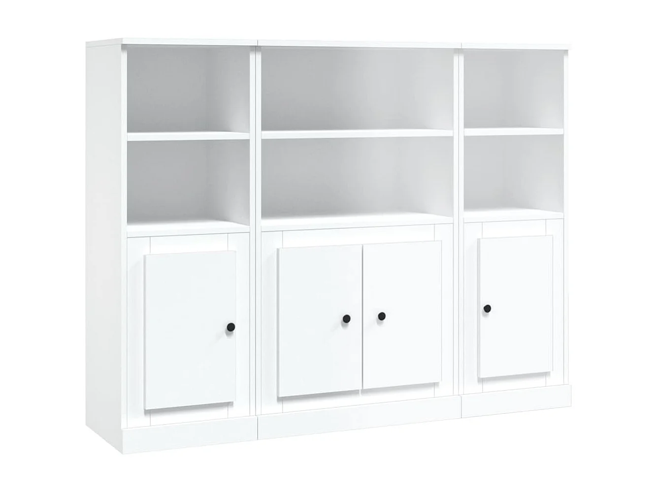 Aparadores altos 3 pcs derivados de madeira branco