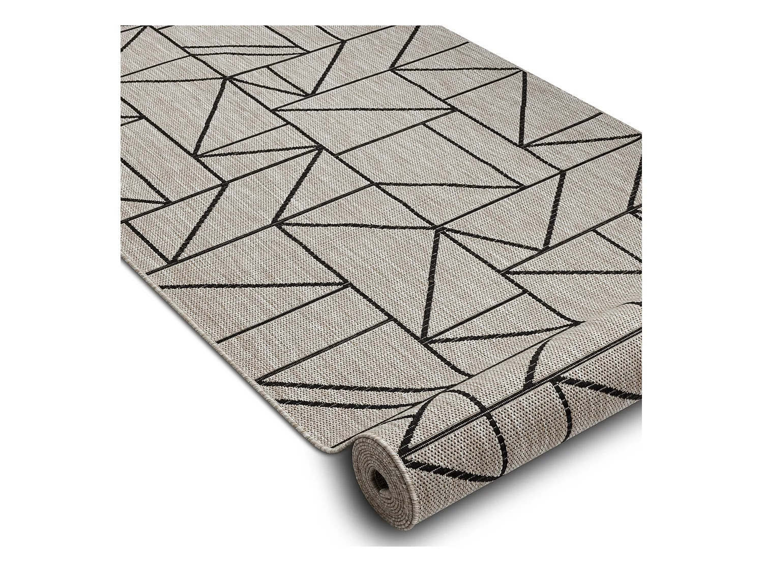 Läufer SIZAL FLOORLUX Modell 20605 DREIECKE, GEOMETRISCH silber / sch 70x190 cm