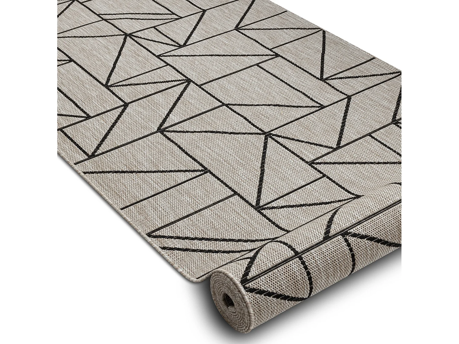 Läufer SIZAL FLOORLUX Modell 20605 DREIECKE, GEOMETRISCH silber / sch 70x220 cm