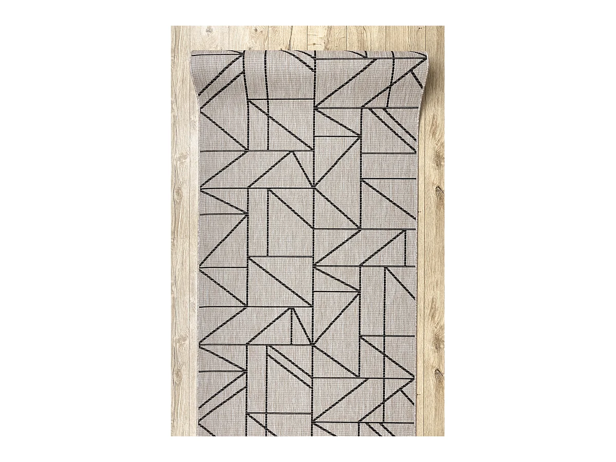 Vloerbekleding SISAL FLOORLUX patroon 20605 Driehoek, GEOMETRISCH zilv 70x160 cm